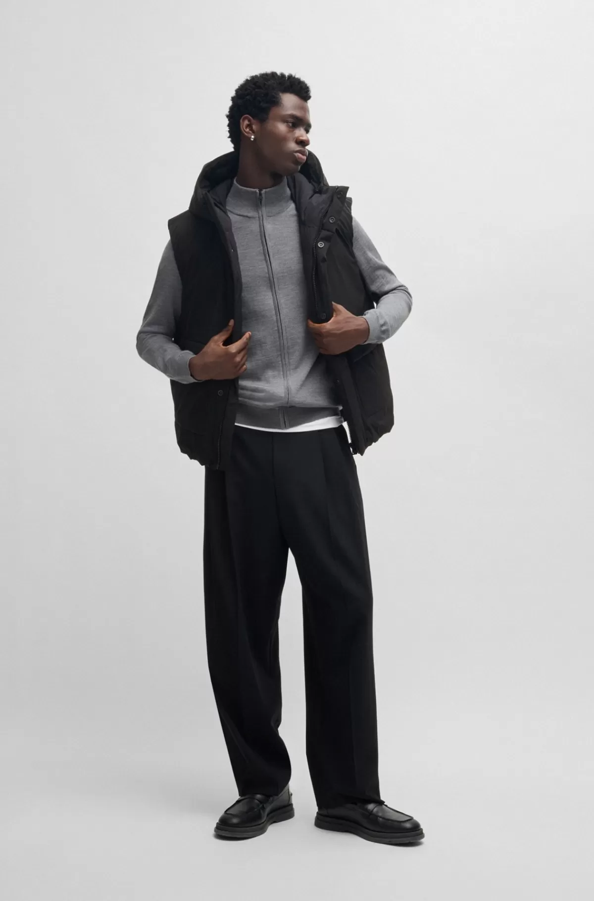 HUGO BOSS Vest Med Relaxed Fit Og Hætte I Vandskyende Stof Sort Sale