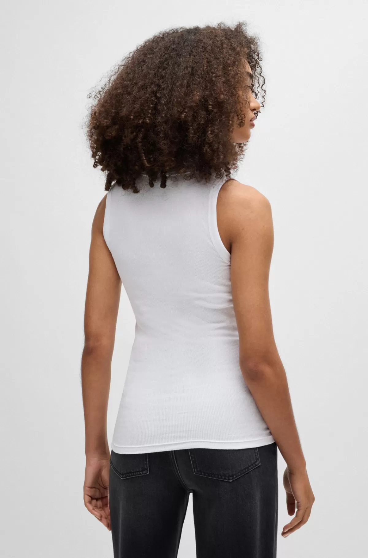 HUGO BOSS Vest Med Slim Fit I Strækbomuld Med En Ribbet Struktur Hvid Cheap