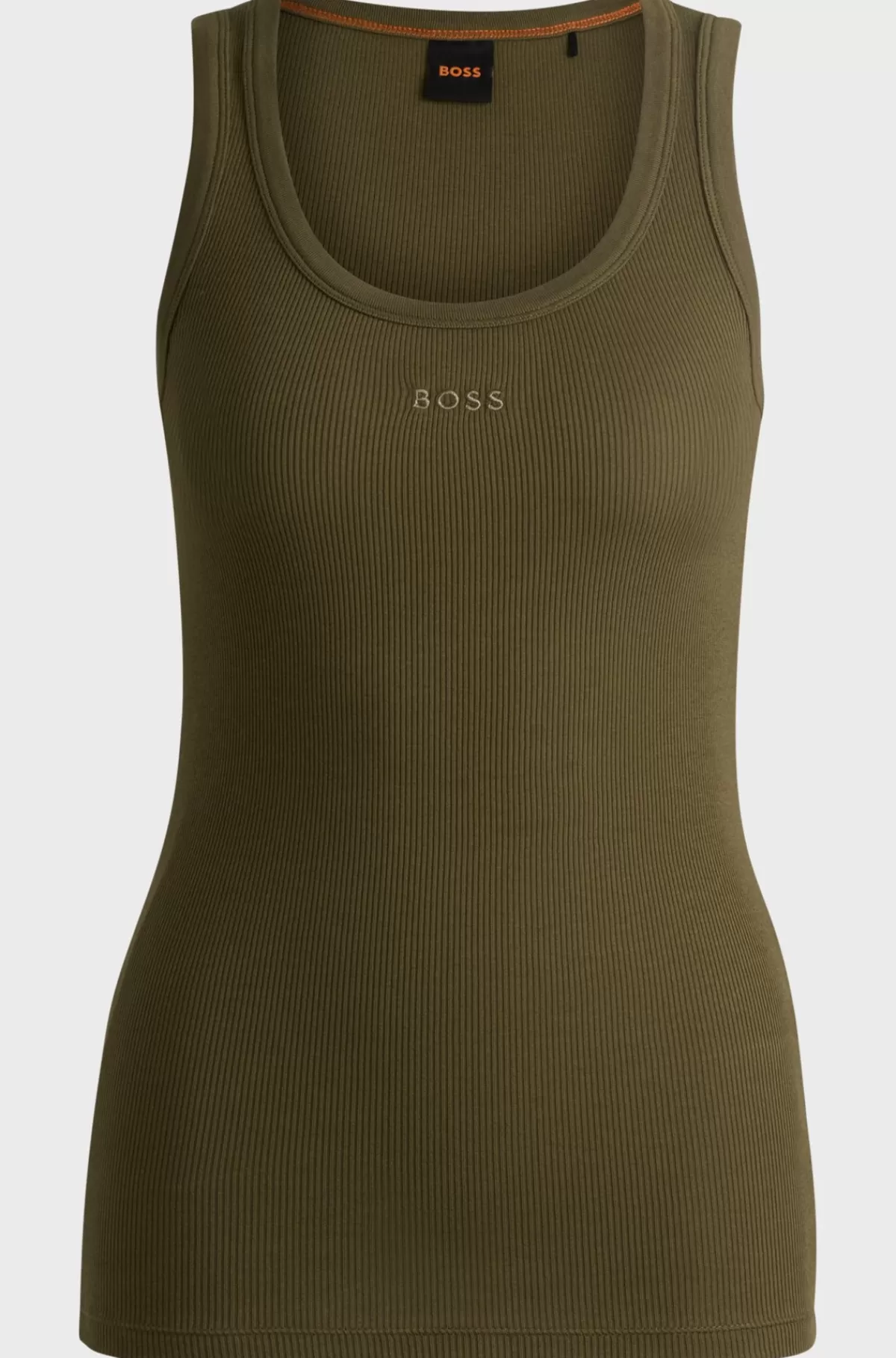 HUGO BOSS Vest Med Slim Fit I Strækbomuld Med En Ribbet Struktur Mørkegrøn Best