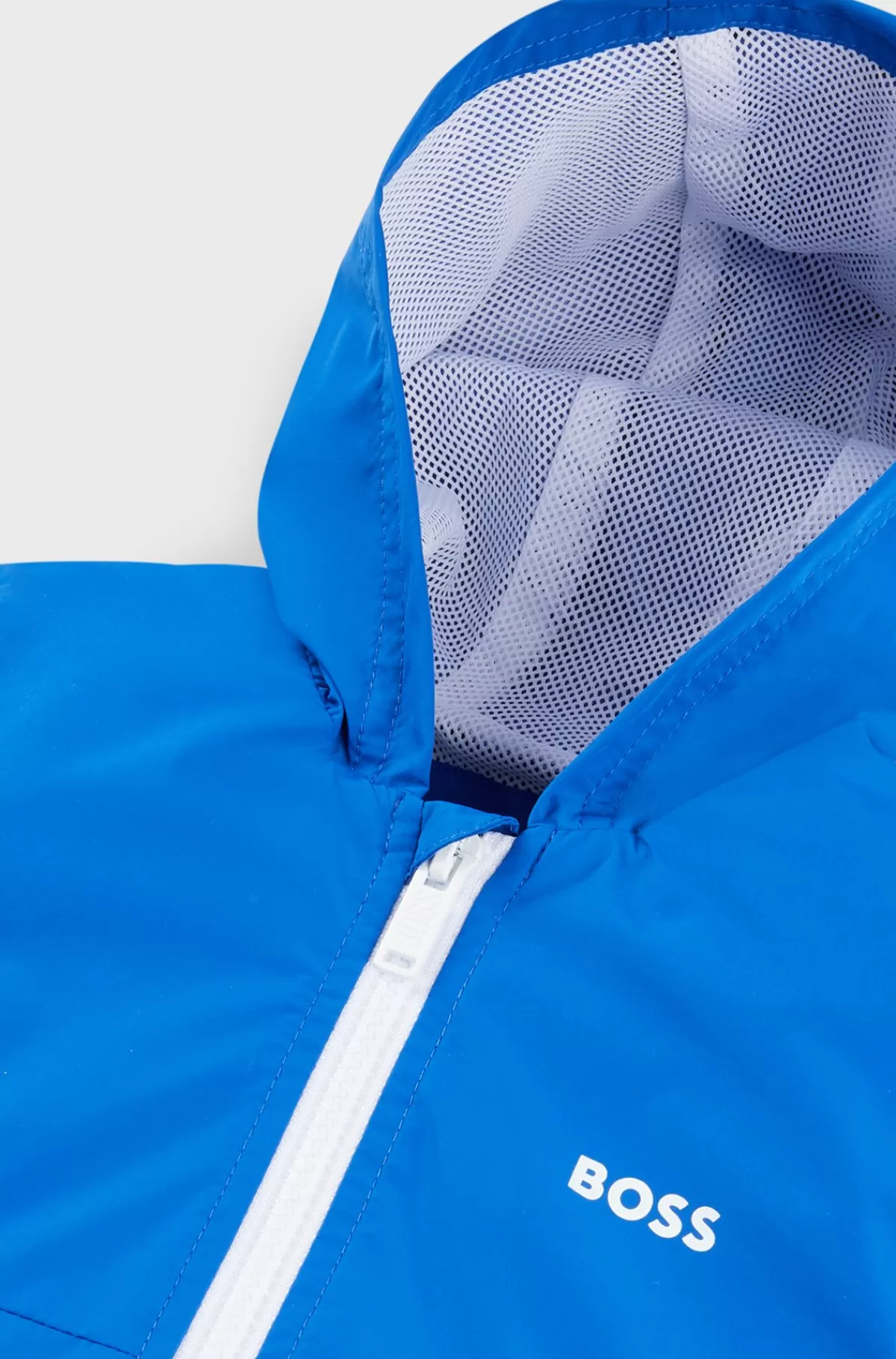 HUGO BOSS Vindjakke Med Hætte Til Børn I Vandskyende Stof Med Logo Blå Cheap