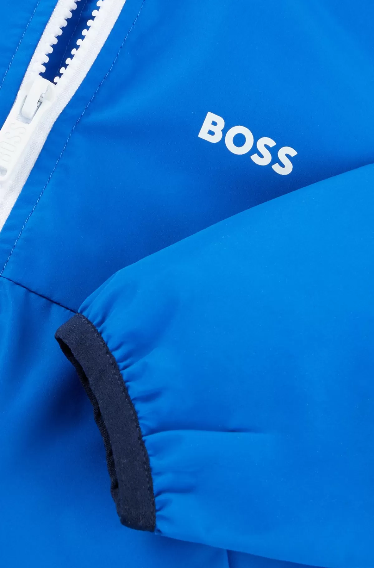 HUGO BOSS Vindjakke Med Hætte Til Børn I Vandskyende Stof Med Logo Blå Cheap