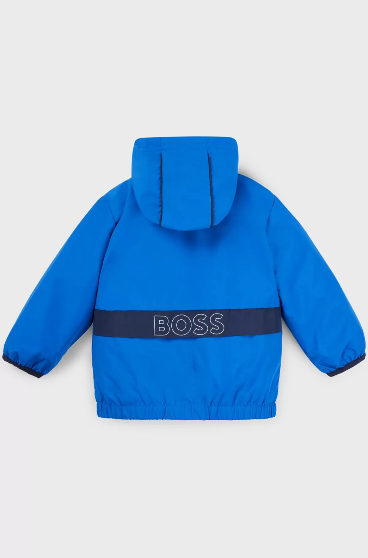 HUGO BOSS Vindjakke Med Hætte Til Børn I Vandskyende Stof Med Logo Blå Cheap