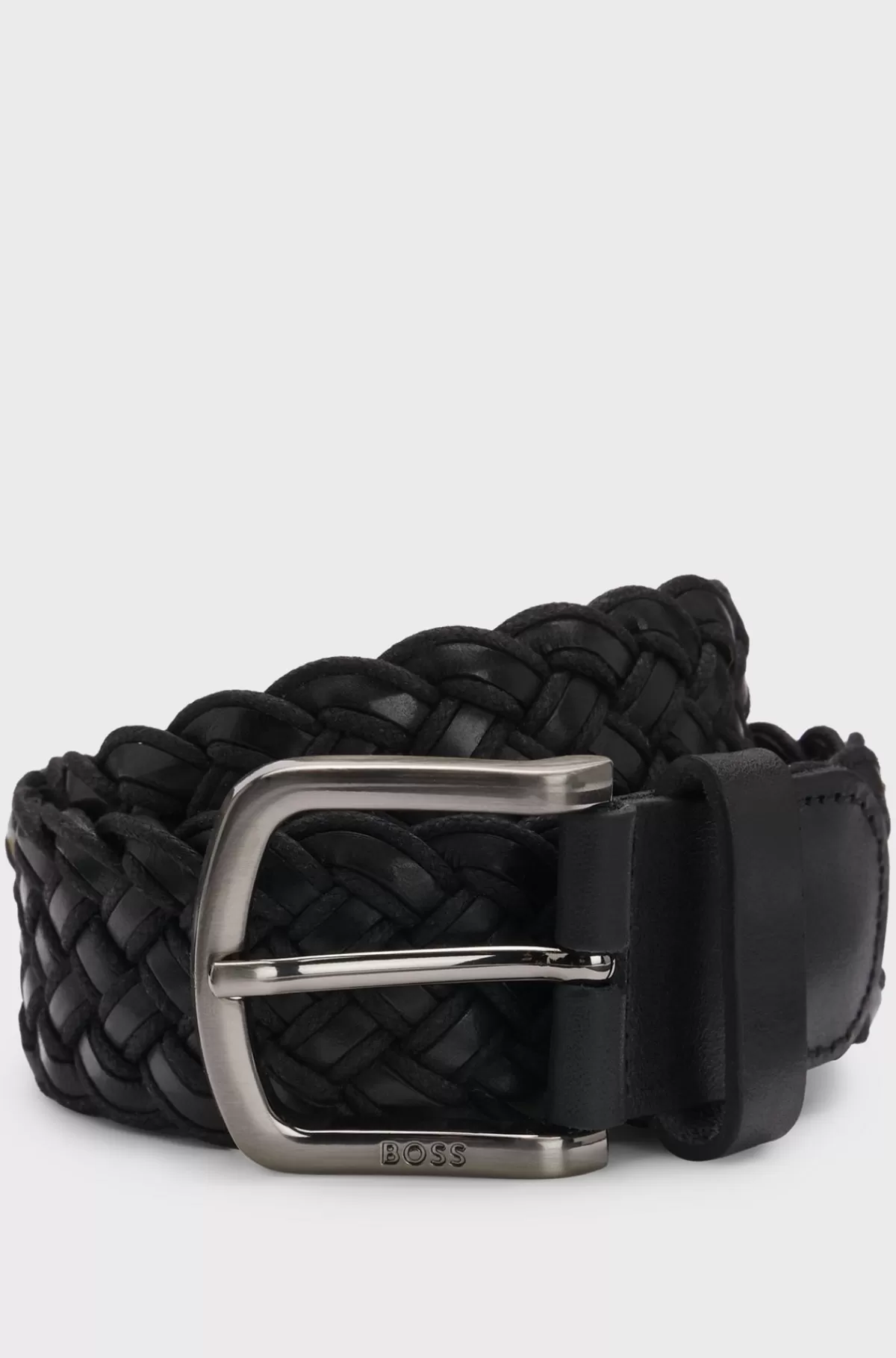 HUGO BOSS Vævet Læderbælte Med Logospænde Sort Best Sale