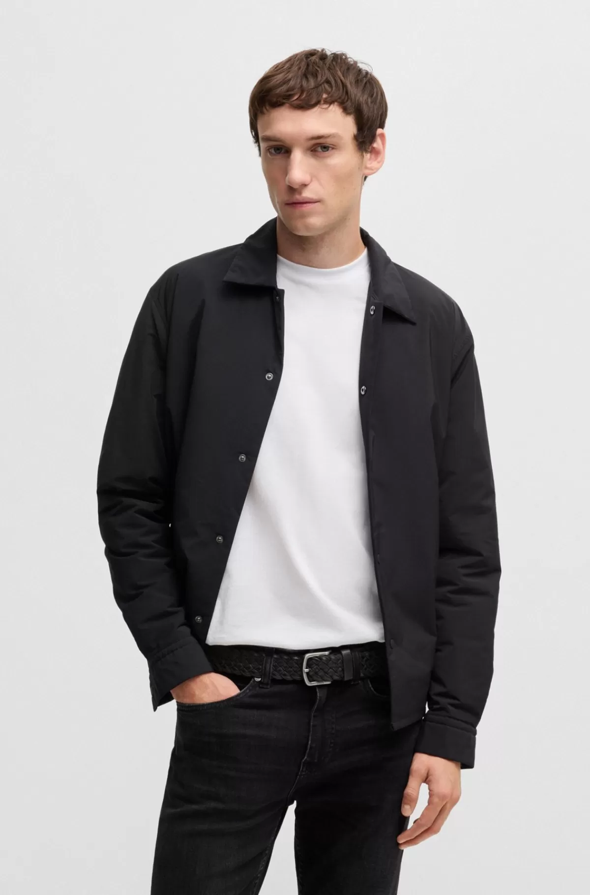 HUGO BOSS Vævet Læderbælte Med Logospænde Sort Best Sale