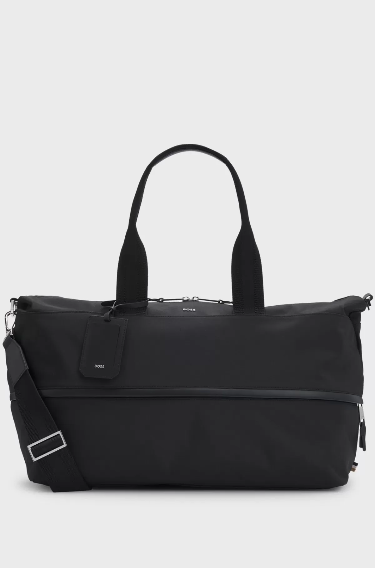HUGO BOSS Weekendtaske, Der Kan Udvides, Med Signaturdetaljer Sort New