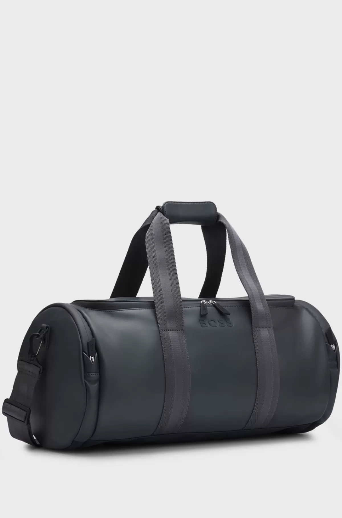 HUGO BOSS Weekendtaske I Imiteret Læder Med Aftagelig Rem Mørkegrå Clearance