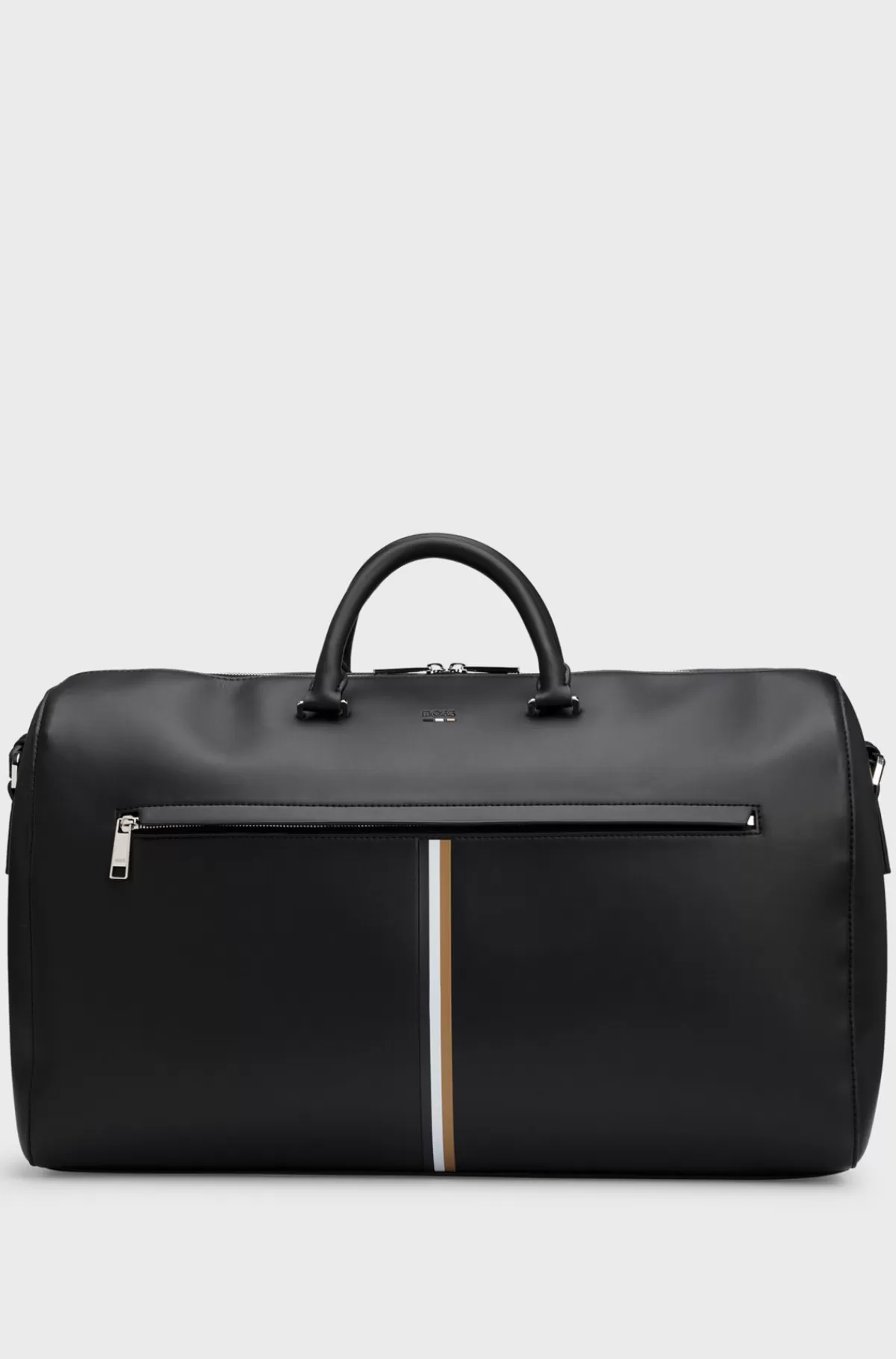 HUGO BOSS Weekendtaske I Imiteret Læder Med Signaturstribe Sort Cheap
