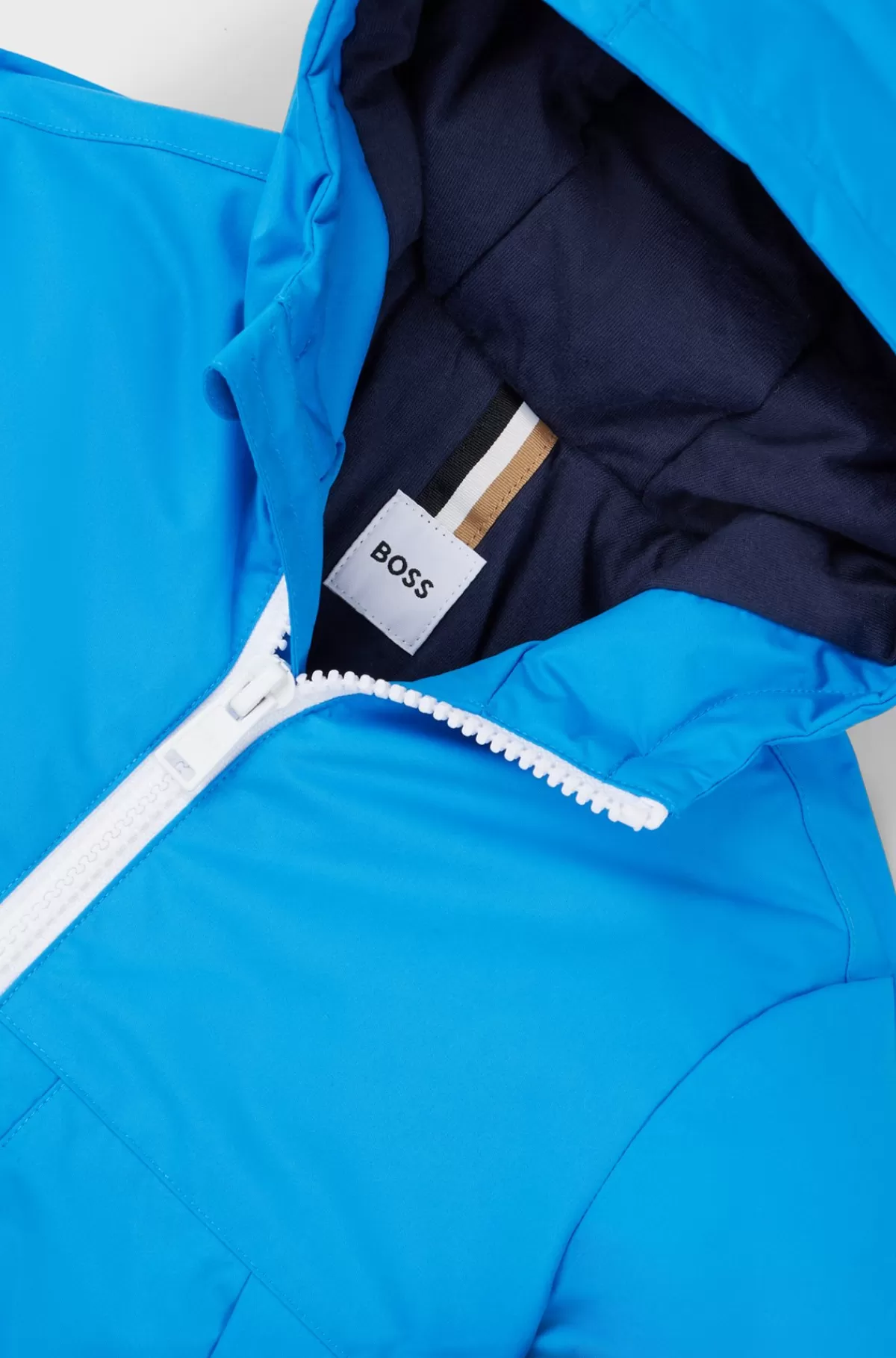 HUGO BOSS Windbreaker Med Hætte Og Synligt Monogrammønster Til Børn Blå Cheap