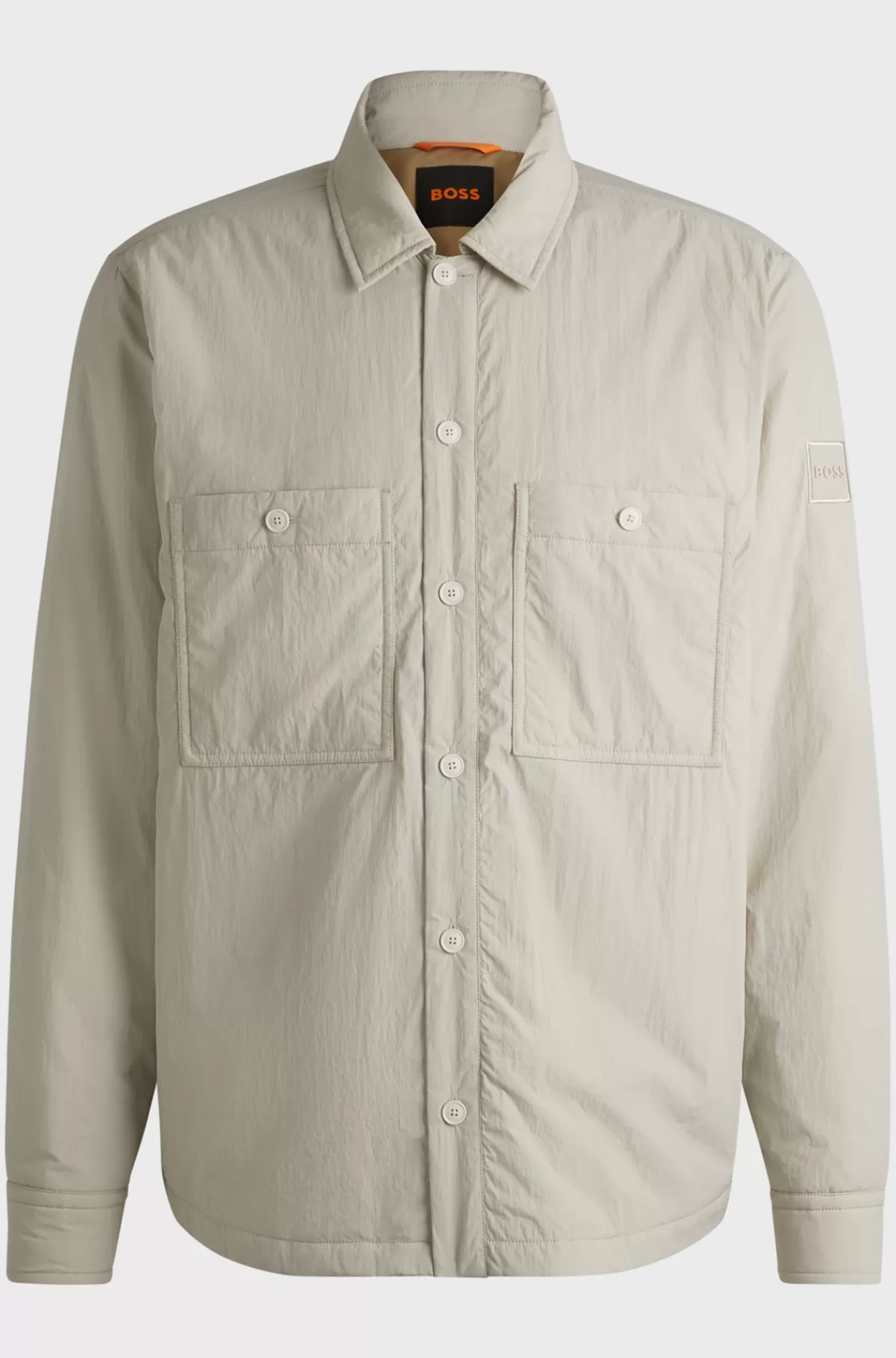 HUGO BOSS Yderskjorte I Oversize Fit Af Stof Med En Krøllet Tekstur Og Let Foring Lys beige Fashion