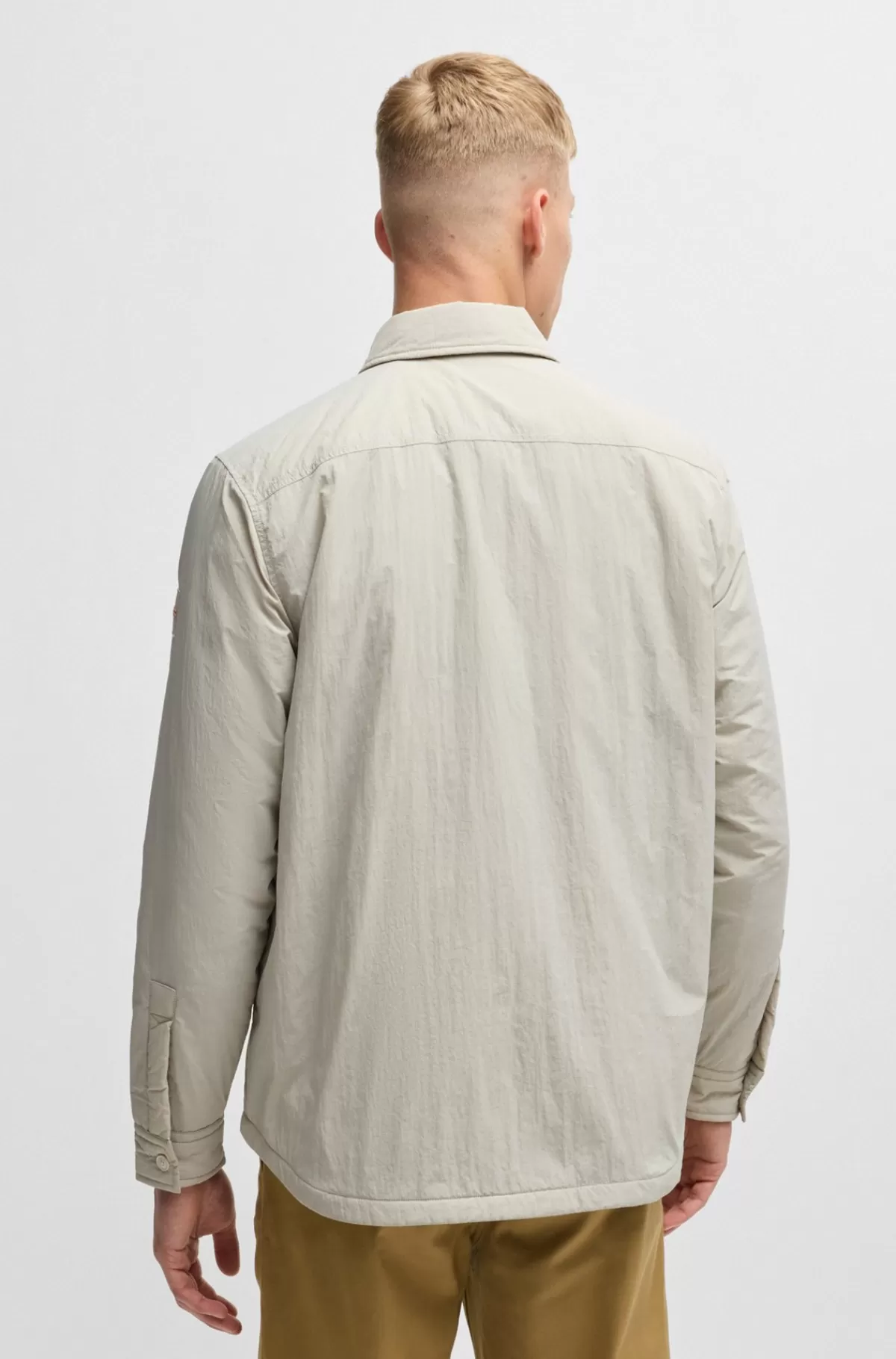 HUGO BOSS Yderskjorte I Oversize Fit Af Stof Med En Krøllet Tekstur Og Let Foring Lys beige Fashion
