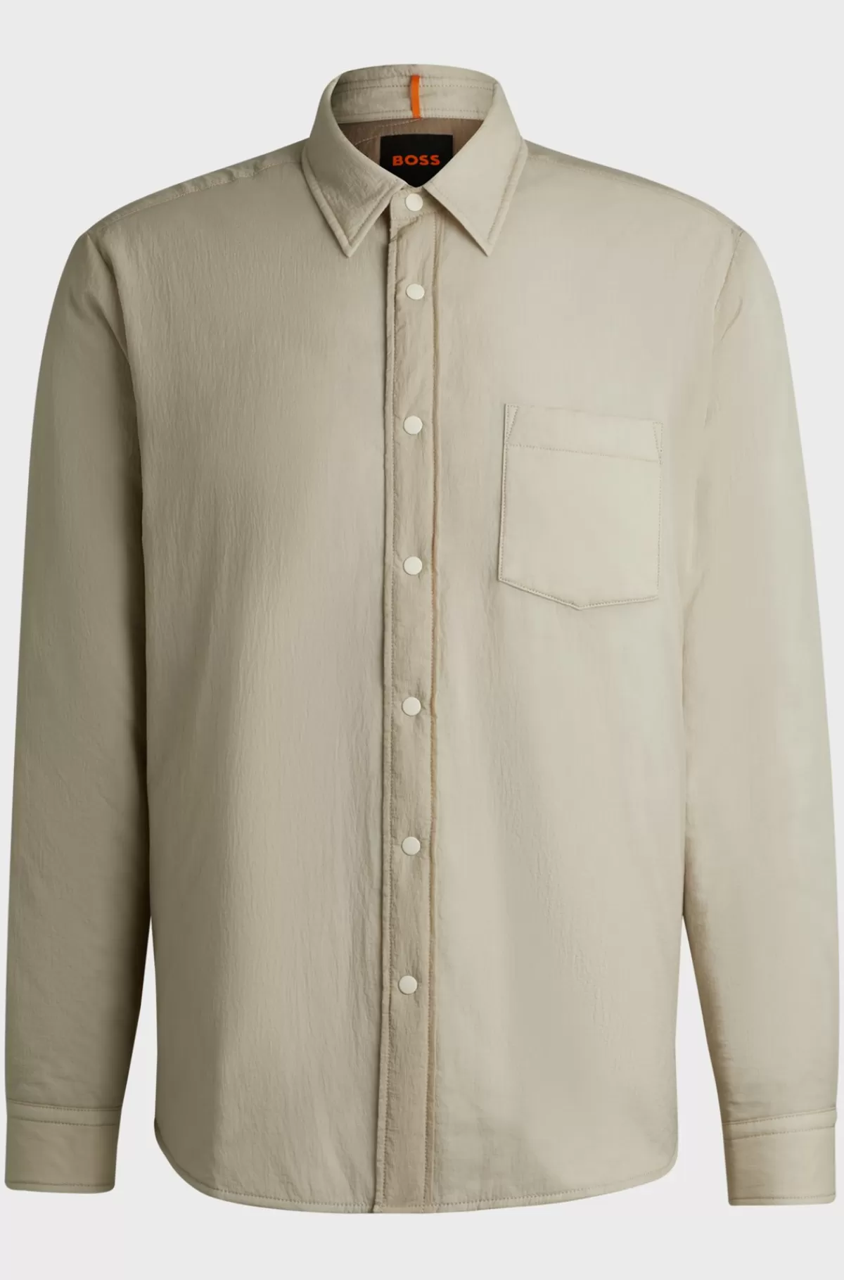 HUGO BOSS Yderskjorte Med Relaxed Fit, Quiltning På Indersiden Og Krave Med Spidse Flipper Lys beige Sale